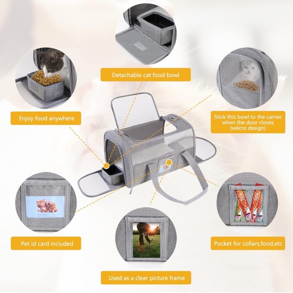 NWT Dog / cat Carrier Airline Approved, Small, up to 15lb, Collapsible Grey - Picture 5 of 7